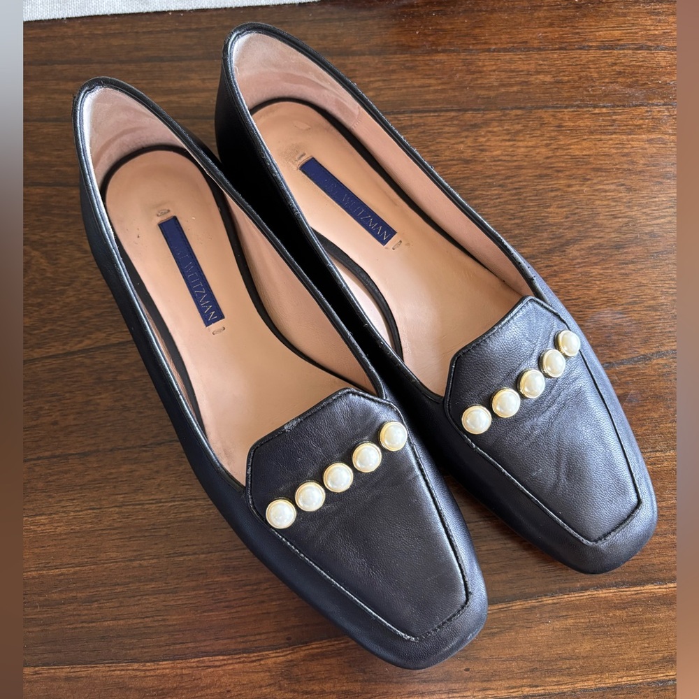 Stuart Weitzman Rosie Pearly Studded Loafers - Picture 1 of 6